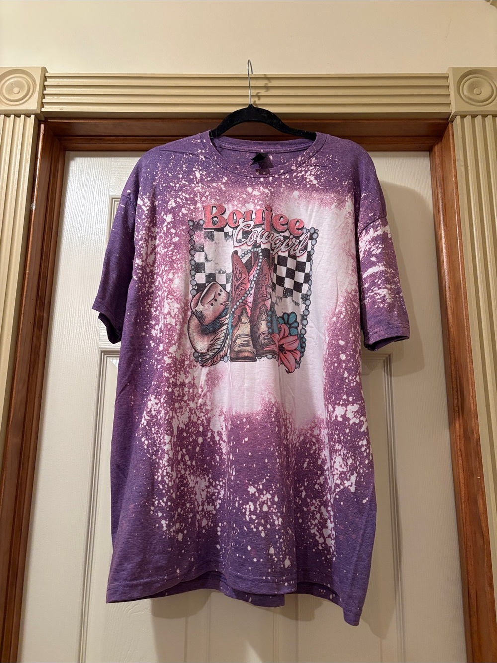Gildan Purple Bleach-Splatter 'Bootleg Cowgirl' Graphic Tee